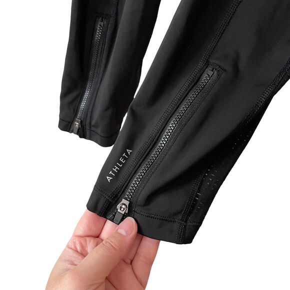 Athleta XS Leggings Ultimate Run 7/8 Tight Black Pockets Workout Stretch - Picture 5 of 10